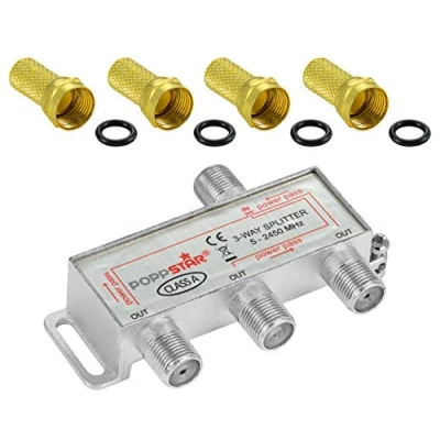 Abbildung von Poppstar SAT Verteiler Splitter analog/digital Antenne (Umschalter 3 fach für TV Satellit Kabel Fernseher Radio LNB)