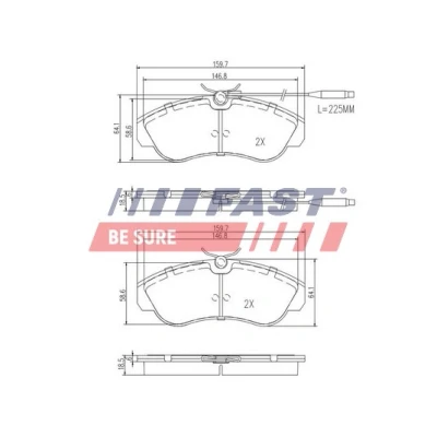 Abbildung von FAST FT29012 Bremsbelagsatz Vorderachse mit integriertem Verschleißsensor FIAT: Ducato II Pritsche/Fahrgestell, Bus, Kastenwagen