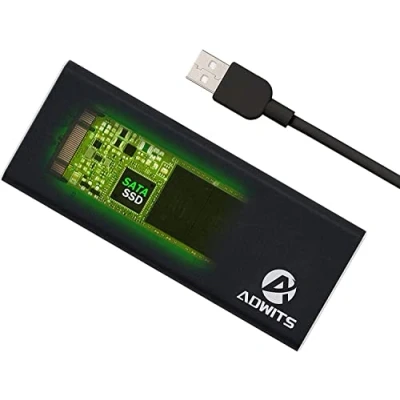 Abbildung von ADWITS SSD Festplattengehäuse für SATA NGFF M.2 Festplatten USB 3.0 Gehäuse auf Adapter (NGFF) UASP Unterstützung, Schwarz