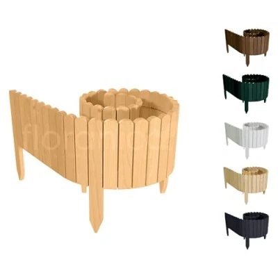 Abbildung von Floranica Rasenkante Höhe 40 cm Natur 200 Lang Gartenzaun Flexibler Holzzaun Gartendeko Gartenpalisade für Beeteinfassung, Mähkante Rollborder, Steckzaun Blumenbeet Umzäunung Garten