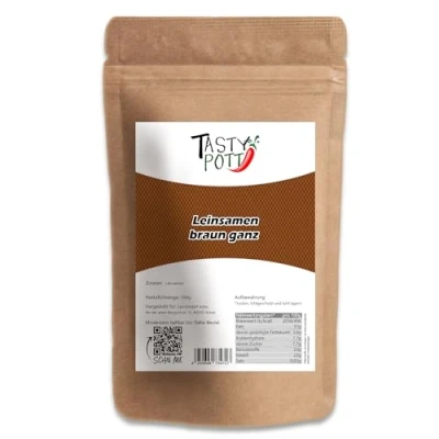 Abbildung von Tasty Pott Bio Leinsamen Braun ganz I Zum Backen und Kochen Vegane Ernährung Lein Müsli Topping Porridge Vollkorn Im Beutel 1000g