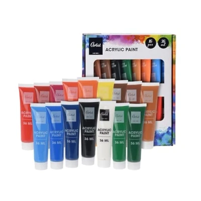 Abbildung von Spetebo Acrylfarbe Acrylfarben Set für Anfänger und Profis 16x36 ml, Leuchtende Künstler Farben Acrylmalerei