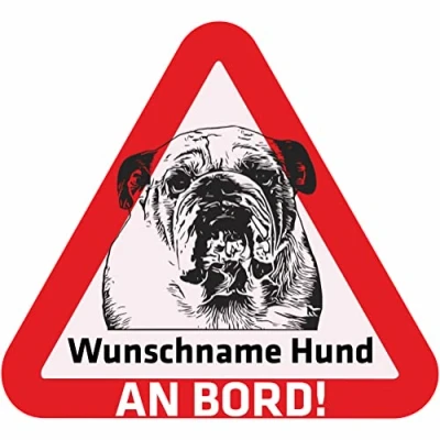 Abbildung von Indigos UG Namensaufkleber Hund Französische Bulldogge Aufkleber mit Namen &amp; Wunschtext individuell personalisiert Auto Motorrad LKW