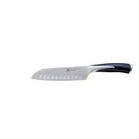 Abbildung von Richardson Sheffield KYU Santoku Messer, schmale Klinge, extrem scharf &amp; schnitthaltig, rutschfester Griff, spülmaschinenfest rostfrei, Silber/Schwarz