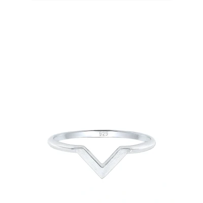 Abbildung von Elli GEO Vform Basic MATT Minimal Trend Ring, Damen, Größe: 54, Silber