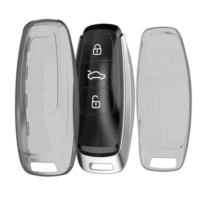 Abbildung von kwmobile Autoschlüssel Hülle kompatibel mit Audi A6 A7 A8 Q7 Q8 3 Tasten Keyless Schlüsselhülle Silikon Cover Schwarz Transparent