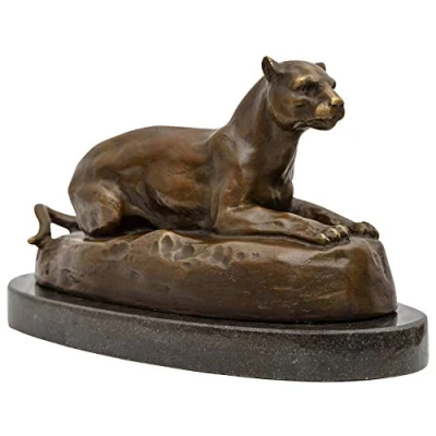 Abbildung von Bronzeskulptur Raubkatze nach Barye Antik Stil Bronze Figur Statue Replik Kopie