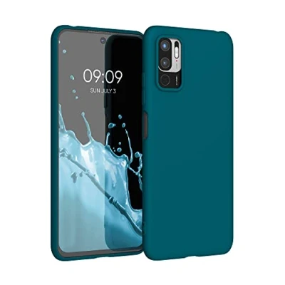 Abbildung von kwmobile Hülle kompatibel mit Xiaomi Redmi Note 10 5G weiches TPU Silikon Case Cover geeignet für kabelloses Laden Karibikblau