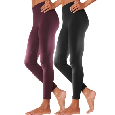 Abbildung von Lascana Vivance Active BY 2 PACK Leggings Hosen, Damen, Größe: 44/46, Beere/schwarz