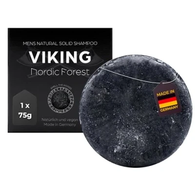 Abbildung von MEDUNA festes Haar Shampoo Viking Nordic Forest Kieferbaum Duft Haarseife mit Bio Kokosöl &amp; Shea Butter Naturkosmetik Haarpflege silikonfreies Pflegeshampoo für alle Haartypen (75g)