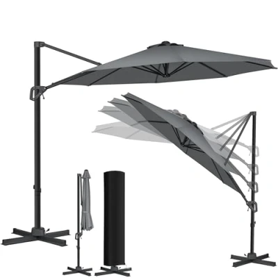 Abbildung von KESSER Ampelschirm, Sonnenschirm Ampelschirm SUN Rund XL Ø330 cm inkl. Abdeckung