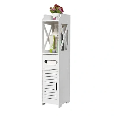 Abbildung von MAYMA Badezimmer WC Möbel, Badschrank, Badregal Toilettenschrank Weiß, Toilette Möbel Schrank Badschrank Schmal Tissue Storage Rack,20 * 20 80cm