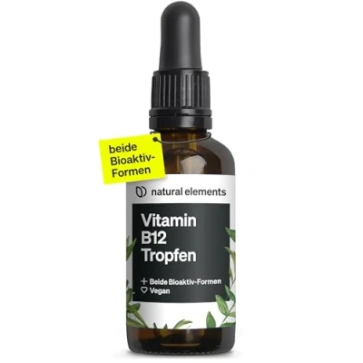 Abbildung von Vitamin B12 Tropfen 50ml vegan, ohne Alkohol 2 Aktivformen (Methyl &amp; Adenosylcobalamin) in Deutschland sorgfältig laborgeprüft 50 ml