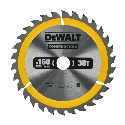 Abbildung von Dewalt Construction Bau Kreissägeblatt für Handkreissägen DT1932 (160/20, 30WZ, 10, universellen Einsatz auf Handkreissägen, extrem robust &amp; nagelfest)