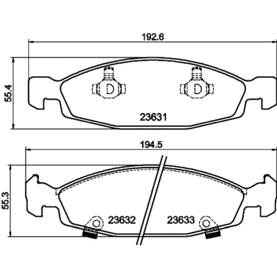 Abbildung von HELLA 8DB 355 009 881 Bremsbelagsatz mit akustischer Verschleißwarnung JEEP: GRAND Cherokee 2, II