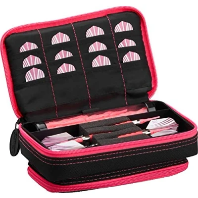 Abbildung von Casemaster Unisex Erwachsene Plus schwarz mit rosa Darttasche und Handytasche Plazma, Rosafarbener Rand