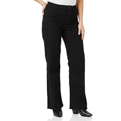 Abbildung von Pieces Pcpeggy WIDE PANT Jeans Straight Leg, Damen, Größe: Medium, Black