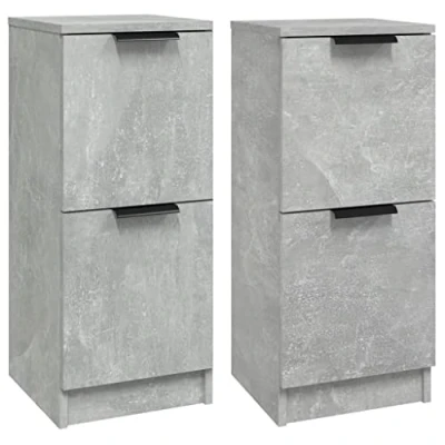 Abbildung von vidaXL 2X Sideboard Kommode Anrichte Schrank Beistellschrank Mehrzweckschrank Standschrank Flurschrank Betongrau 30x30x70cm Holzwerkstoff