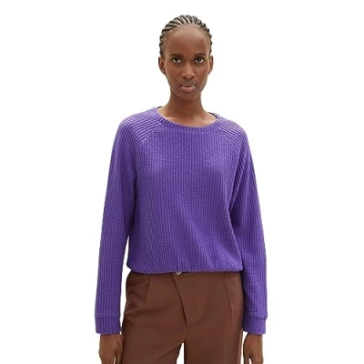Abbildung von TOM Tailor Rundkragen Langarm Strickpullover, Damen, Größe: 36, Uni