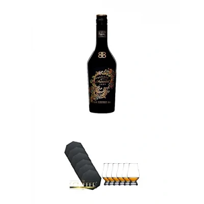 Abbildung von Baileys Chocolate Deluxe 0,5 Liter + Schiefer Glasuntersetzer achteckig 6 x ca. 9,5 cm Durchmesser The Glencairn Glass Whisky Glas Stölzle Stück