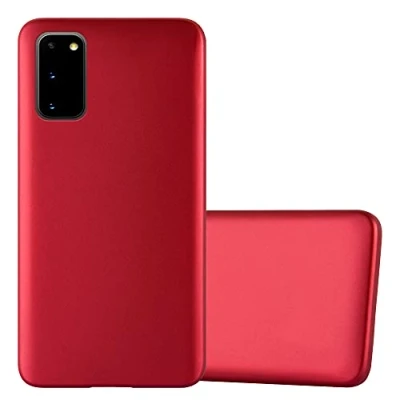 Abbildung von Cadorabo Hülle kompatibel mit Samsung Galaxy S20 Schutzhülle TPU Silikon Case Metallic Design Slim Kratzfest Weiche Gummi Rundumschutz für in Rot