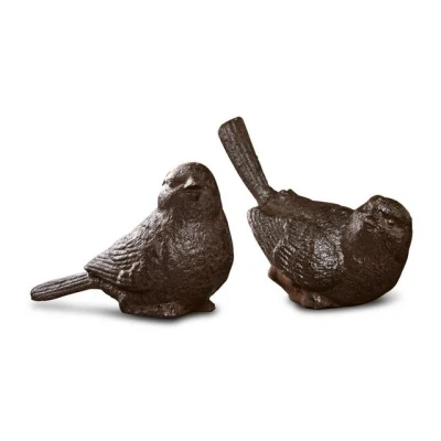 Abbildung von Loberon Deko Vogel 2er Set Birdy, Schöne Antik Patina, Detailliert Gefertigt, Garten Accessoires, Gartendekoration, Tierfiguren, Gusseisen, braun