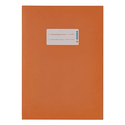 Abbildung von HERMA 5504 Heftumschläge A5 Papier Orange, 10 Stück, Hefthüllen mit Beschriftungsfeld aus extrem kräftigen &amp; satten Farben, Heftschoner Set für Schulhefte, farbig