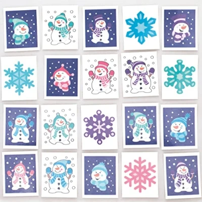 Abbildung von Baker Ross FC281 Schneemann Tattoos 60er Pack, Temporäre für Kinder, Ideal Partytüten oder kleine Geschenke Kinder