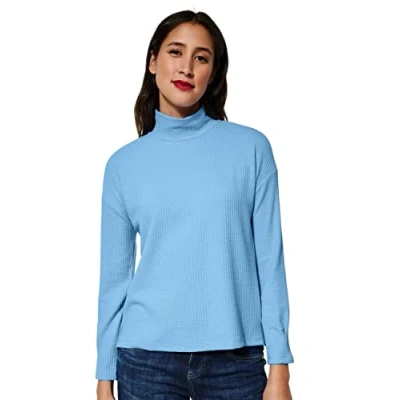 Abbildung von Street One Stehkragen MIT Struktur Strickpullover, Damen, Größe: 42, Blau