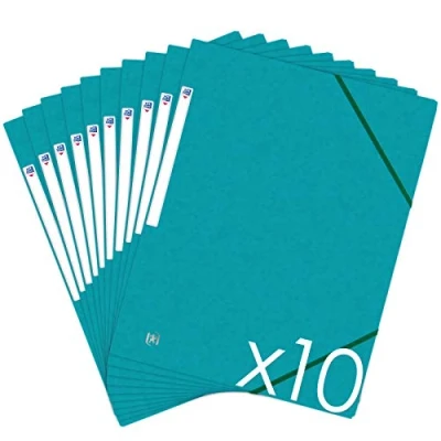 Abbildung von Oxford Topfile+ Dokumentenmappe, 3 Klappen, A4, mit Gummizug, 10 Stück, Aquamarin
