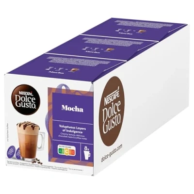 Abbildung von NESCAFÉ Dolce Gusto Mocha 48 Kapseln Kaffee aus Arabica Bohnen hochwertiger Kakao mit Milch Schnelle Zubereitung Aromaversiegelte 3er Pack (3 x 16 Kapseln)
