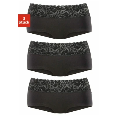 Abbildung von Vivance Panty, (3er Pack), aus elastischer Baumwolle mit floraler Spitze