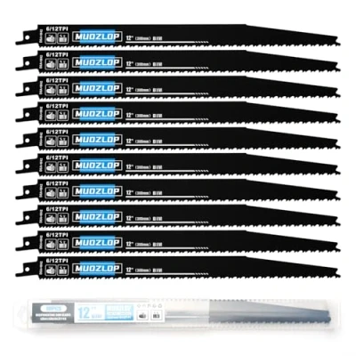 Abbildung von MUOZLOP 10 Pack 12 inch Säbelsägeblätter Set，6/12 TPI Sägeblätter für Säbelsäge，für Holz/Metall (10, 6/12TPI 300mm)