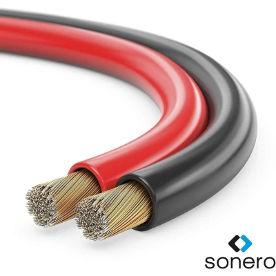 Abbildung von sonero® 20 Meter 2x1,50mm² CCA Lautsprecherkabel / Boxenkabel, Farbe: rot/schwarz