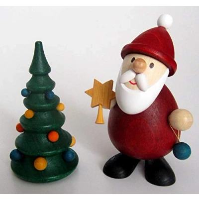 Abbildung von Kunsthandwerk Ullrich Holzfigur Weihnachtsmann mit Weihnachtsbaum HxB 9,3x6cm NEU Seiffen Erzgebirge Dekoration Holzfiguren Weihnachten Fensterschmuck Spielzeug Deko Weihnachtsfigur