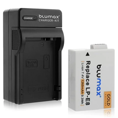Abbildung von Blumax Gold Edition LP E8 1260mAh + Ladegerät passend zu Canon EOS 550D 600D 650D 700D