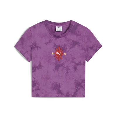 Abbildung von Puma Floral Kurzes Figurbetontes MIT Grafik Tshirt print, Damen, Größe: Small, Wild berry