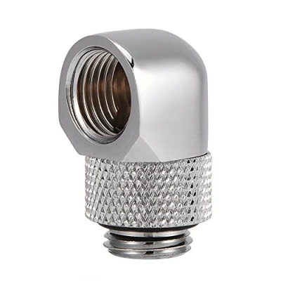 Abbildung von Richer R G1/4 Zoll Gewinde Adapter, 90 Grad Drehwinkel PC Wasserkühlung Fitting Adapter,Messing Elbow Barb Stecker für Rohr Silberig/Schwarz(Silver)
