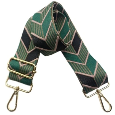 Abbildung von 5cm Taschengurte Breit zum Wechseln, Verstellbarer Schultergurt für Tasche mit Goldener Karabiner Schulterriemen, Umhängegurt fur Damen Handtaschen Crossbody DIY Zubehör (Schwarz/Grün)