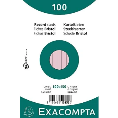 Abbildung von Exacompta Bristol Karteikarten, liniert, 100 x 150 mm, Rosa, Stück
