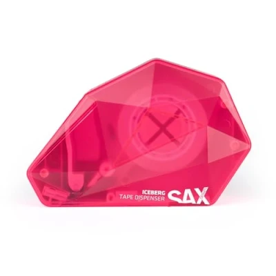 Abbildung von SAX ICEBERG Einhand Klebebandabroller, Pink, inkl. 1 x Klebeband, Bedienung, für Längenkontrollen beim Kleben, Staubabdeckung sauberes Klebeband