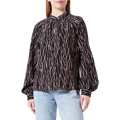 Abbildung von QS by s.Oliver MIT Abstraktem Muster Bluse, Damen, Größe: 36, Schwarz