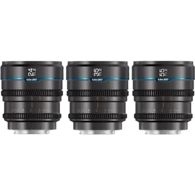 Abbildung von SIRUI Night Walker T1.2 Cine Objektiv Set, 24 mm 35 und 55 mm, mit großer Blende manueller Fokus, MS 3SLG, L Mount, Grau