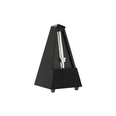 Abbildung von Wittner Metronom 806 Holzgehäuse ohne Glocke Taktell Pyramidenform schwarz hochglanz