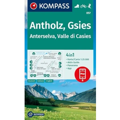 Abbildung von KOMPASS Wanderkarte 057 Antholz, Gsies, Anterselva, Valle di Casies 1:25.000: 4in1 mit Aktiv Guide und Panorama inklusive Karte zur ... in der App. Fahrradfahren. Skitouren.