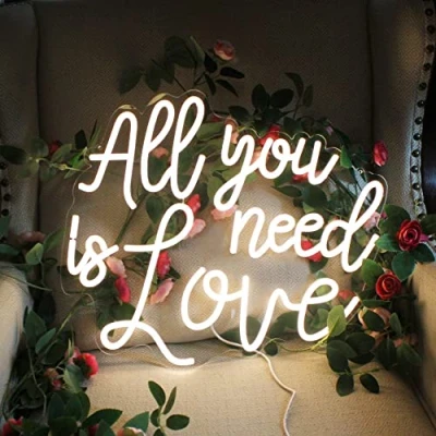 Abbildung von Alles was Sie brauchen ist Warmweiß Neonschild für Hochzeit LED Neonlichtschild Schlafzimmer Geburtstagsparty Bachelorette Verlobung, Hauswand, Weihnachtsdekoration