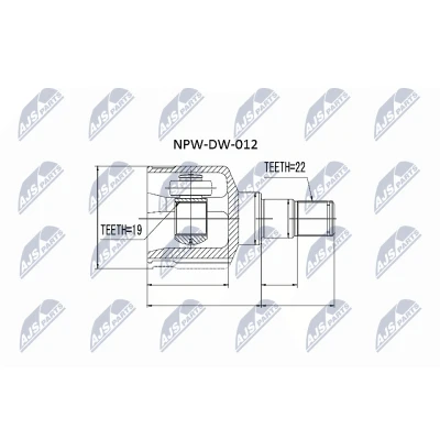 Abbildung von NTY NPW DW 012 Gelenksatz getriebeseitig CHEVROLET: Rezzo, Nubira Kombi, Lacetti Schrägheck, DAEWOO: Kalos Limousine