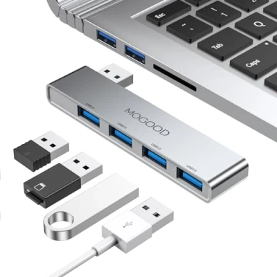 Abbildung von USB Hub für Laptop,MOGOOD 3.0 Splitter Ultra Slim Daten Hub[Laden nicht unterstützt]Multi Port Expander Adapter Station Laptop,Windows PC,Mac,Drucker,Flash Drive,Mobile HDD