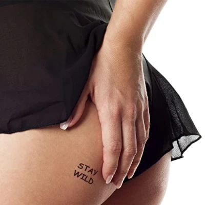 Abbildung von 2 x Stay Wild Tattoo Schwarzer Schriftzug Temporary Body (2)