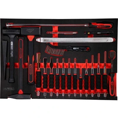 Abbildung von KS Tools 811.0022 Hammer / und Meißel Satz in Schaumstoffeinlage, 22 tlg